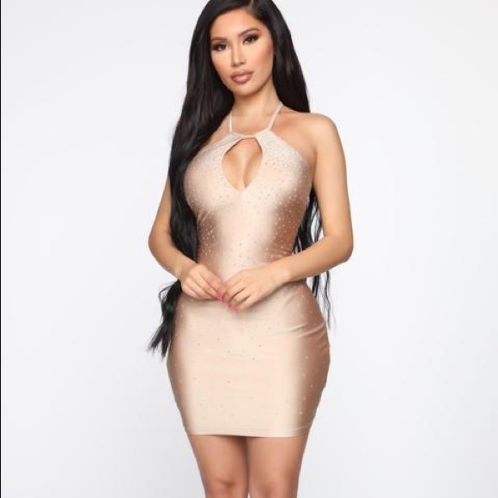 Taupe/Nude Rhinestone Dress